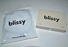 Blissy Pillowcase White Queen Size 100% Mulberry Silk with Mesh Laundry Bag NEW