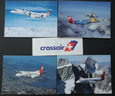 47520 AK Airplanes Airport Crossair Saab 2000 Cityliner 340 A 4 Postcards