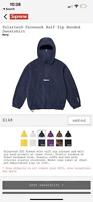 Supreme Polartec Facemask Half Zip Hooded Sweatshirt Small Supreme Polartec Facemask Half Zip Hooded Sweatshirt Small
