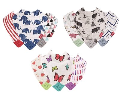 Nuby Nuby 3-Piece Muslin Bandana Bib with Teeth, Colors May Vary - Main Image