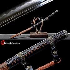 Tachi Clay Tempered Folded Steel Sharp Japanese Samurai Katana Sword Rosewood