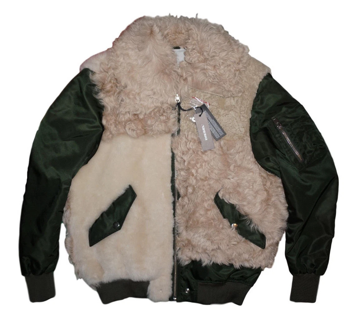 Diesel shearling leather jacket cheap