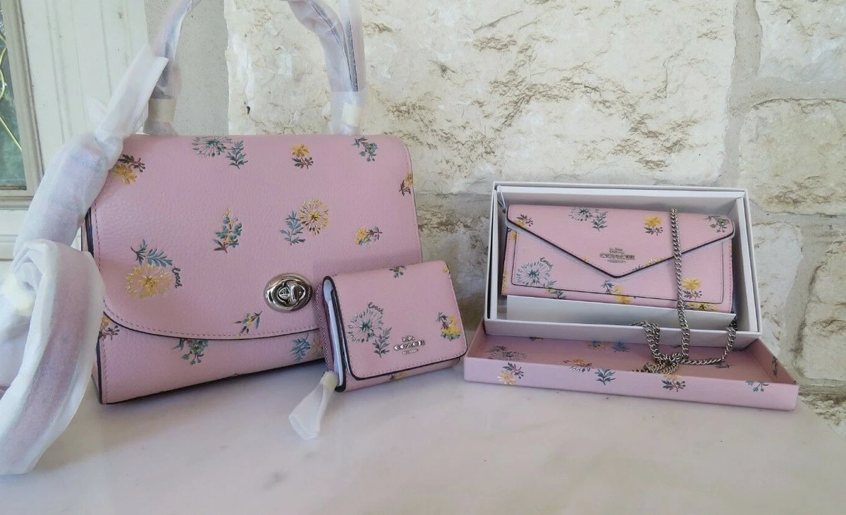 COACH Tilly Top Handle PINK Dandelion Floral Bag, Bag+Wallet SET OR  Crossbody