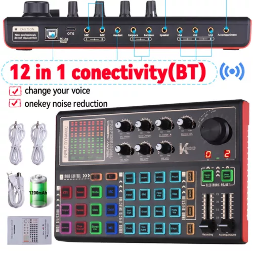 SK300 Live Soundkarte Externer Sprachwechsler Audio Mixer 7ujdf V8P7
