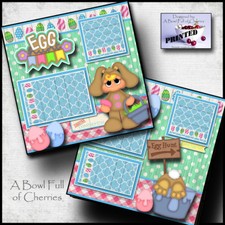 EASTER EGG HUNT  2 premade scrapbooking pages paper piecing layout  BY CHERRY