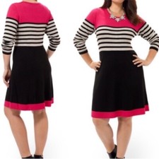 Eliza J Striped Colorblock Sweater Dress