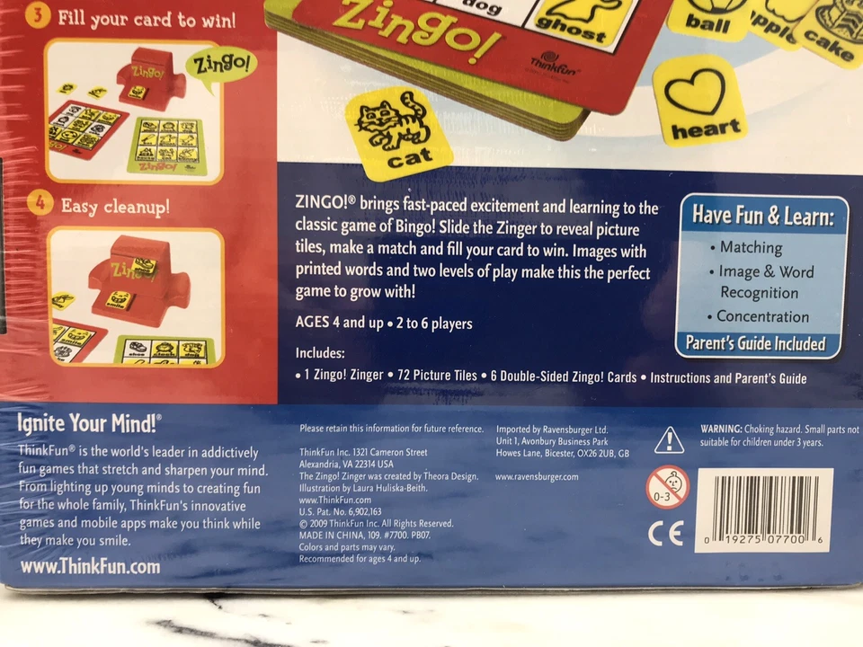 2009 ThinkFun Zingo! Bingo with a Zing Educational Learning Game- New Sealed - Image 4 of 4