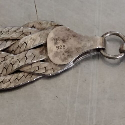 Lovely Vintage 925 Sterling Silver Wide Thick Braided Chain Link Choker Necklac - Picture 2 of 16
