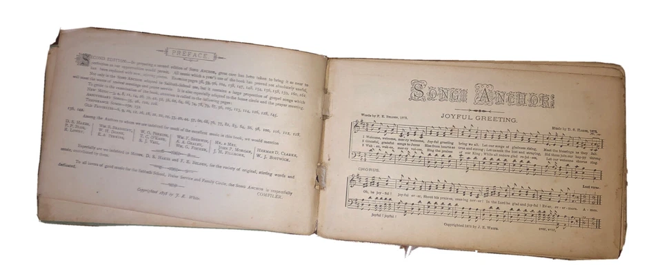 Song Anchor Sabbath School J. E. White 1878 Second Edition HC Book - Image 3 of 4