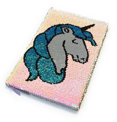 Kids A5 Reversible Sequin Notebook Childrens Notepad Writing Journal Diary Book - Picture 4 of 24