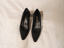 Women's Shoes: PRADA, Black, Fabric Pump, 1 3/4" Heel, EU Sz: 36 1/2 / US Sz: 6