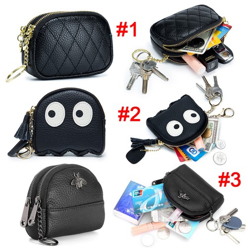 Women Leather Mini Wallet Card Holder Small Clutch Coin Purse with Keychain Gift