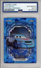 2024 TOPPS CHROME DISNEY SAPPHIRE CARS CAL WEATHERS SIGNED KYLE PETTY PSA DNA
