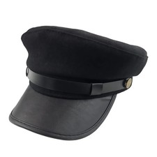 Black Chauffeur Hat for Men Women, Classic Captain Sailor Costume Hat, Vintag...