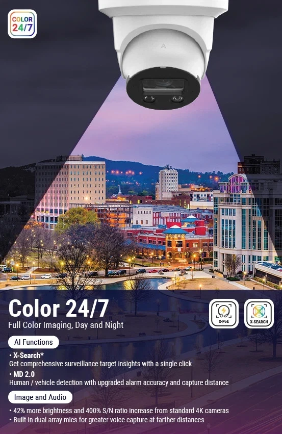 LXIP3C42NW-28MDA 4MP IP Full Color 24/7 2.8mm WDR Built-in Mic Ai Turret Camera - Image 2 of 4