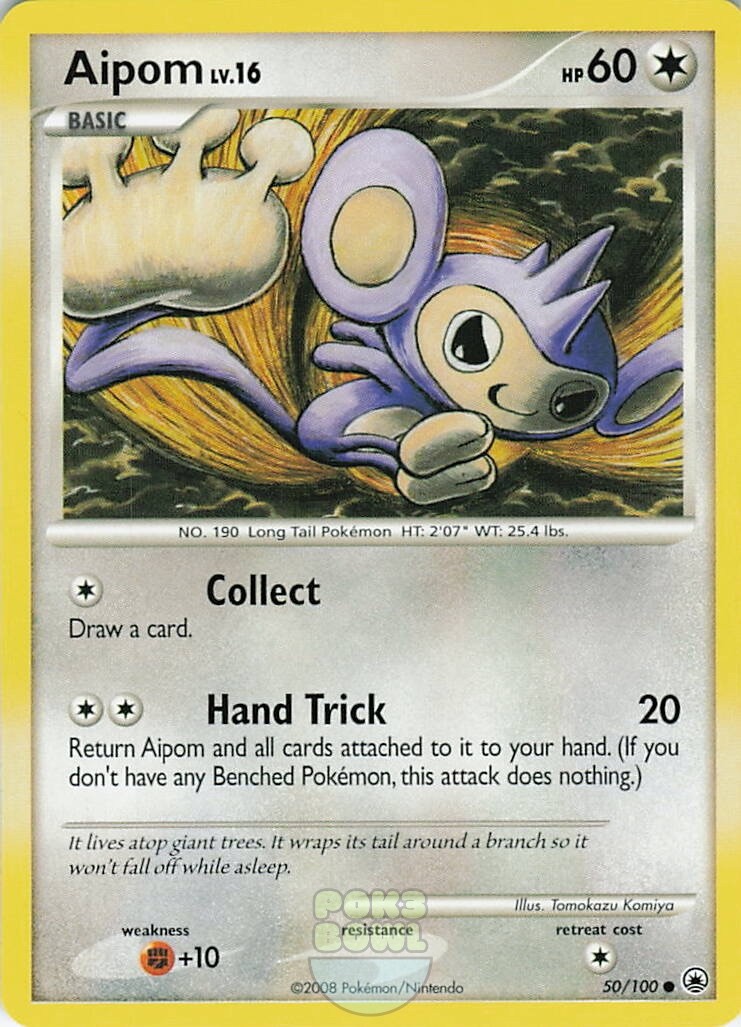 Aipom 50/100 Common 2008 Pokemon Majestic Dawn Tomokazu Komiya LP