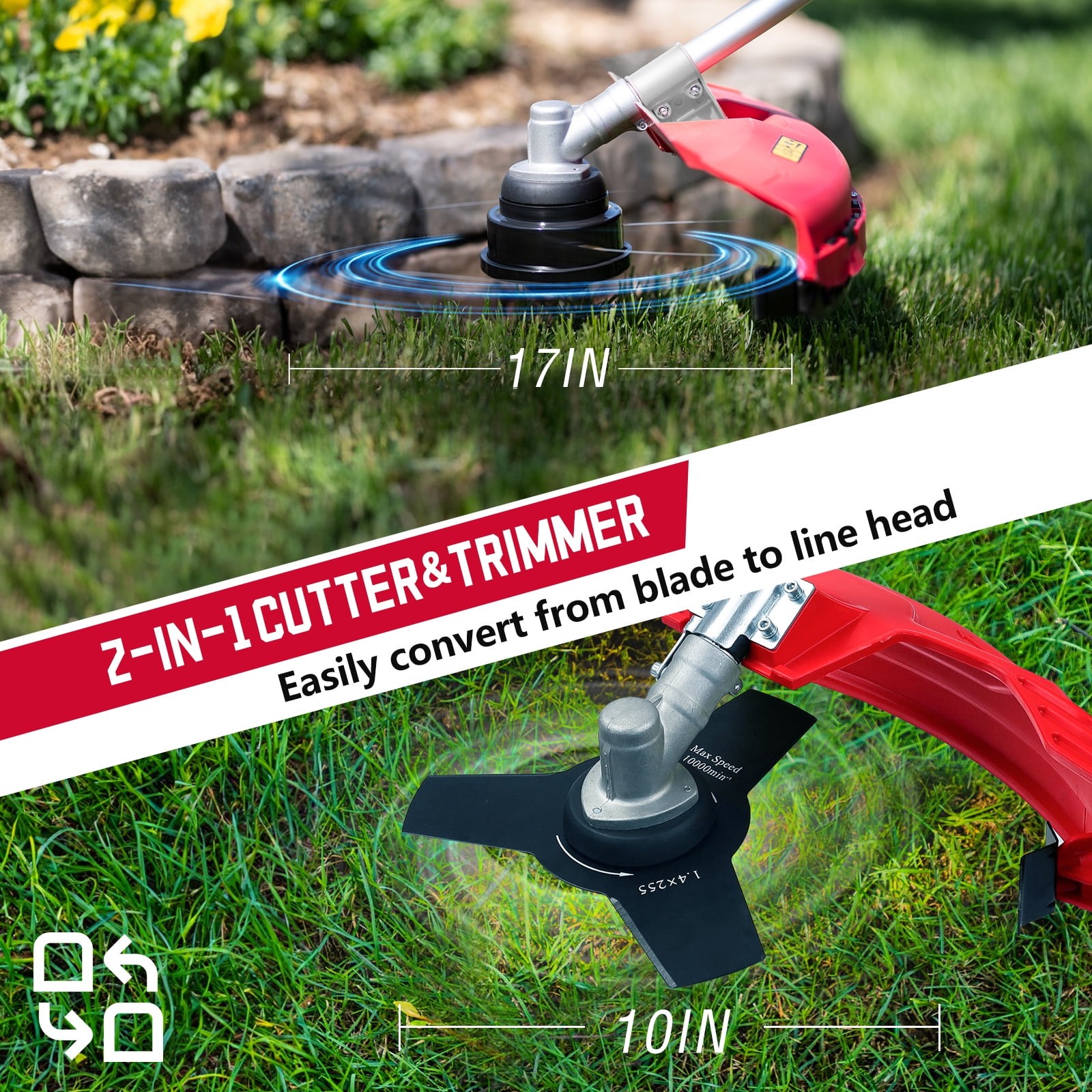 PowerSmart 2-Cycle 25.4cc 18lb Straight Shaft Gas String Trimmer Weed Wacker