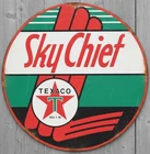 Texaco Sky Chief Gasoline 8" Diameter Vintage Novelty Metal Sign Made In USA