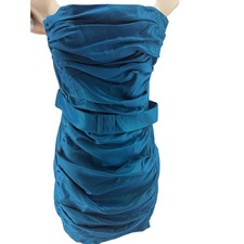 Vintage Jessica McClintock Gunne Sax Dress Strapless Prom Teal