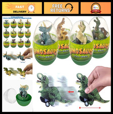 4 Pack Jumbo Dinosaur Eggs with Pull Back Cars - Kids Toys for Easter Basket Fav