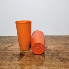 Vintage Tupperware Tumblers #873 Retro Orange Plastic Cups 1970s Drinkware