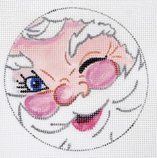 Santa Claus Winking Christmas Ornament  HP Needlepoint Canvas  By LLemon