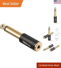 1/4" Mono to 1/8" Stereo Adapter, New Upgrade Gold-Plated 6.35mm TS Male Jack...