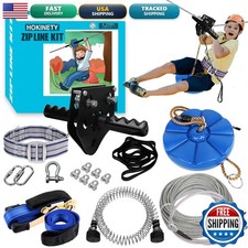 HOKINETY 76FT Zip Line Kit Up to 380Lbs Backyard Rust Proof Trolley Ratchet