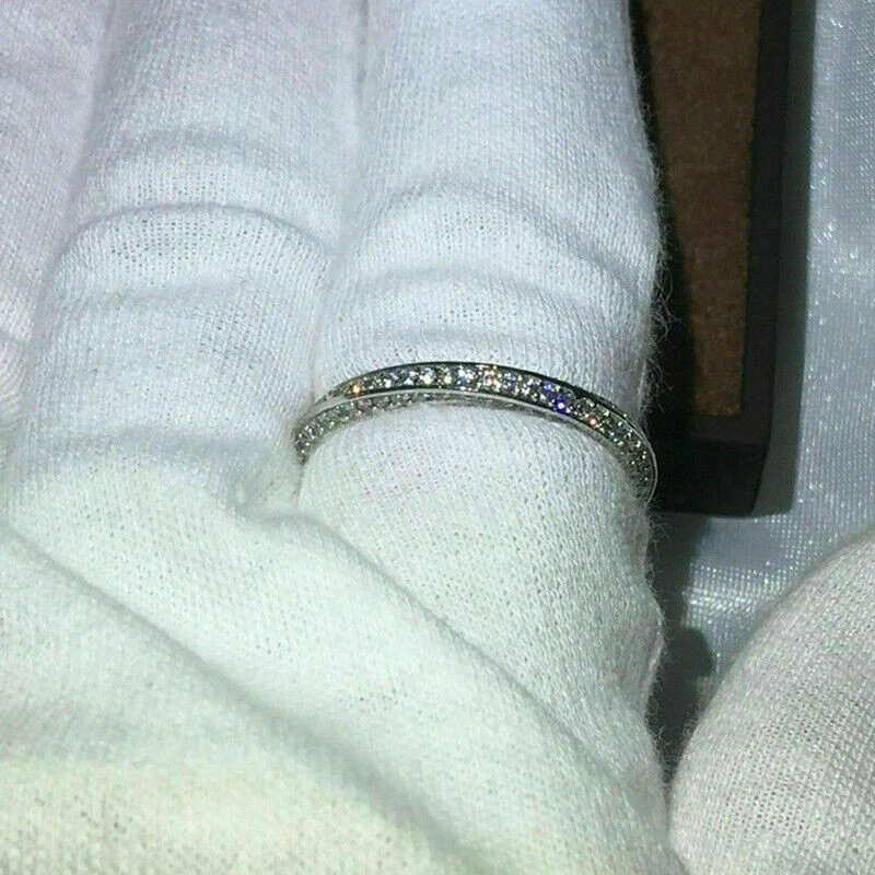 1ct Round Diamond VVS1/D Eternity Ring Wedding Band 14k White Gold Finish Size 7 - Image 2 of 4