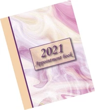 2021 Appointment book: Purple and Moccasin marble texture cover - Daily Agend...