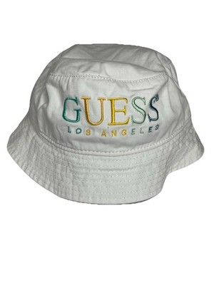 Guess white embroidered bucket hat pastel logo womens unisex  display picture 2