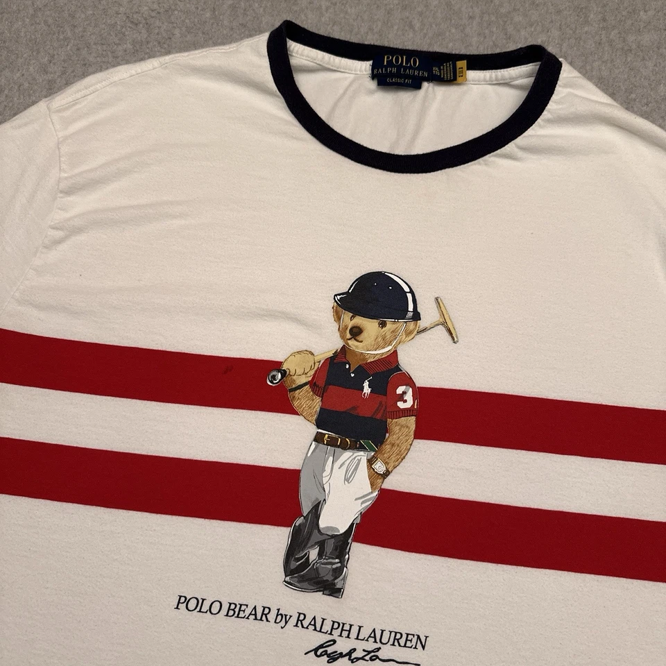 Polo Ralph Lauren Polo Bear Jersey T-Shirt Classic Fit Men's XXL White Crew READ - Image 2 of 4