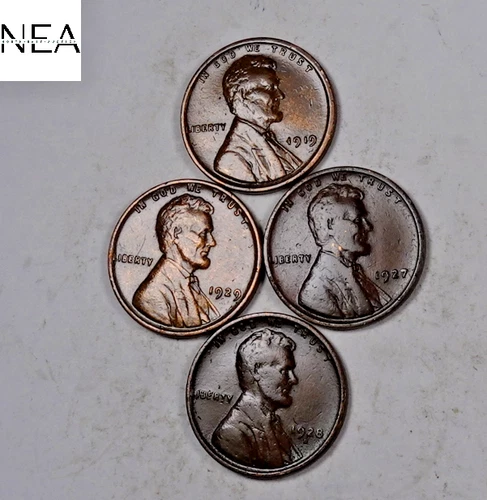 1919+1917+1928-D+1929 Wheat Penny Cent Set/Lot ~ XF/AU ~ ZWL207