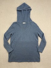 J Jill Tunic Sweater Women M Petite Blue Knit Ribbed Casual Cozy Pullover Hoodie
