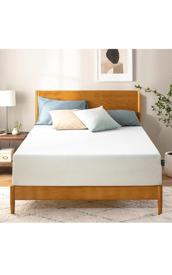 Colchón de té verde de espuma viscoelástica Zinus AZ-BTCM-12Q, Queen - blanco Foto 4 de 4