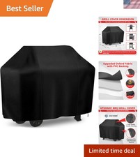 Black 58 Inch BBQ Grill Cover - Waterproof  Fade Resistant for Outdoor Grills