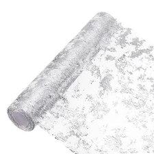 Silver Table Runner 11" x 360", Metallic Foil Thin Mesh