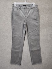 Talbots Straight Leg Corduroy Pants Womens 10 Gray Slimming Stretch NEW