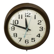 Vintage General Electric GE 10" Wall Clock Model 2008B Brown Tested Works