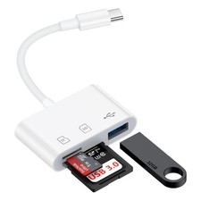 USB C to Camera Adapter,SD Card Reader for iPhone 17e 17 Pro Max White