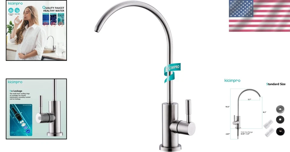High-Quality Brushed Nickel Filter Faucet - Lead-Free, No Leakage, Modern Design - Image 2 of 4