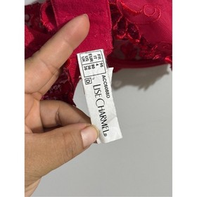 Lise Charmel 36D Red Floral Embroidered Sheer Lace Unlined Underwire Bra Luxury