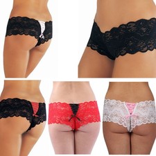Womens Lace Up Shorts Knickers With Ribbon Back Size 8-16