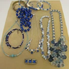 VINTAGE LOT OF COSTUME JEWELRY IN SHADES OF BLUE (RHINESTONE &MORE)