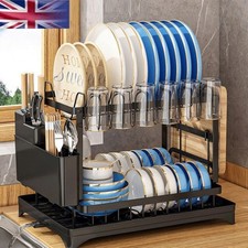 2 Tier Dish Drying Rack Dish Drainers for Kitchen Counter Storage Cutlery Holder