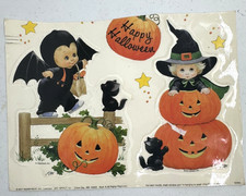 Morehead Inc. Happy Halloween Teenie Halloweenies Bat Witch Window Cling Decor
