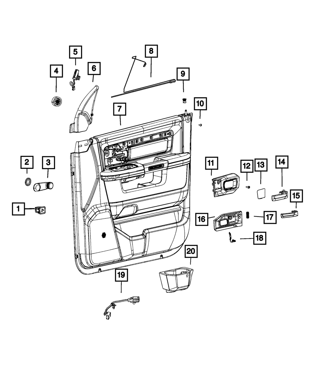 Genuine Mopar Front Door Trim Panel Left 7ES311X7AA