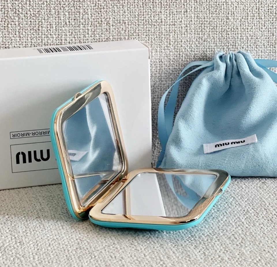 New Blue Miu Miu Makeup Mirror Double Sided Portable Makeup Gift - Image 3 of 4