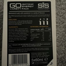 SIS Gel Go Isotonic Energy Variety Pack, 60ml x 5 x 4 packs - 20 in total