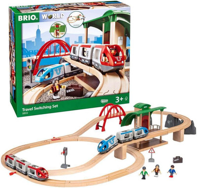 BRIO World - 33512 Travel Switching Set | Premium Wooden Train Toy Set with 42 P